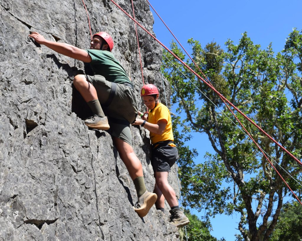 Scouts climbing at The Rock.