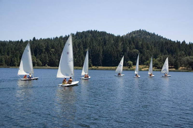 Sailing Merit Badge scouts out on the Lake.