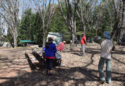 Scouts gettin back to work helping get 12 o'clock campsite ready for camp.