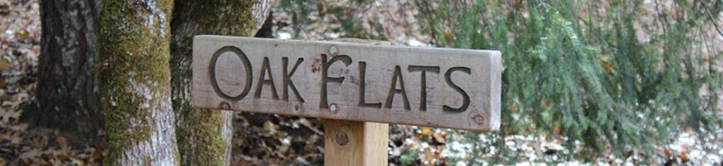 Oak Flats campsite sign.