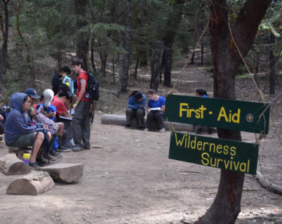 Scouts during Merit Badge sessions at Scoutcraft.