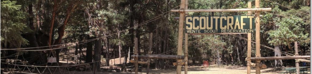 Left side of the pioneering gateway to Scoutcraft.