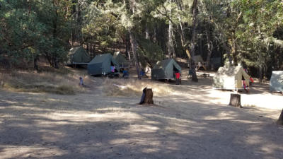 Wishbone campsite looking at the right side of the road.